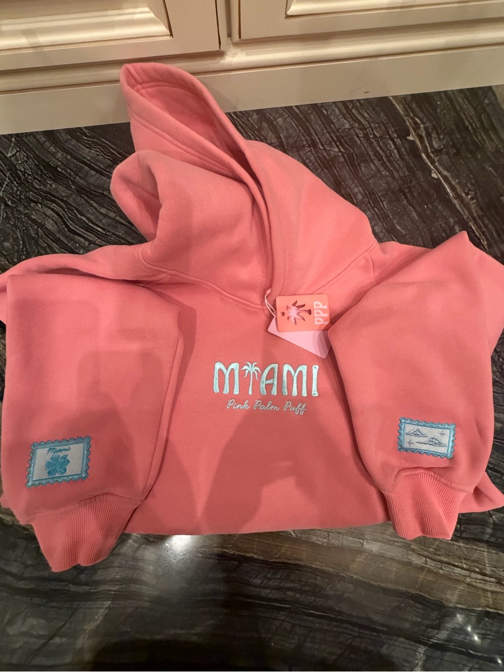 Women’s Pink Miami Graphic Crewneck Hoodie Sweatshirt - Picture 3 of 6